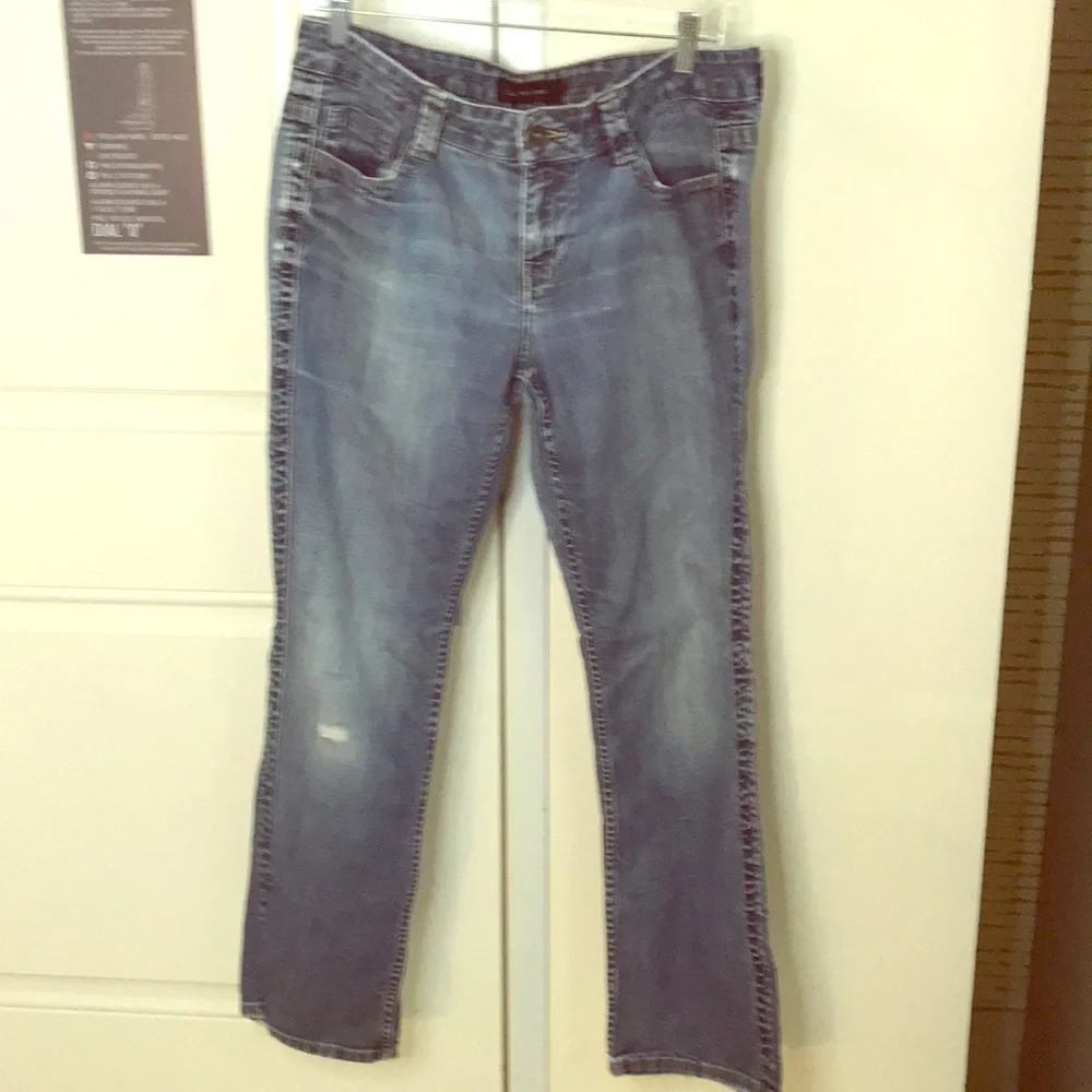 Calvin Klein distressed medium dark wash jeans 10